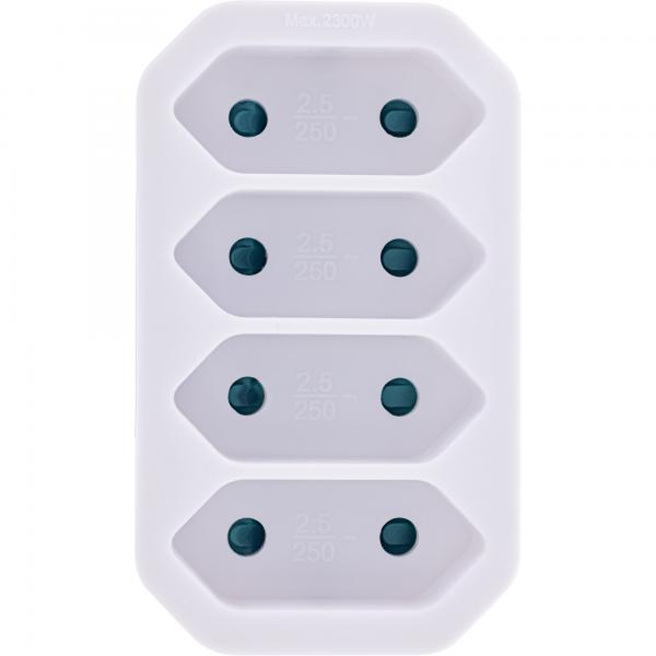Inline Steckdosenadapter - Schutzkontakt Stecker An 4x Eurobuchse - Weiß - Image 3