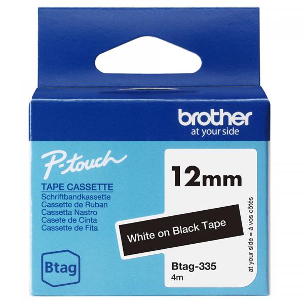 Brother BtaG-335 - Bianco Su Nero - Rotolo (1,2 Cm X 4 m)