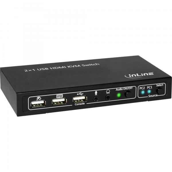 Inline Kvm Desktop Switch - 2-Fach - Hdmi 4k2k - Usb 2.0 Hub - Mit Audio