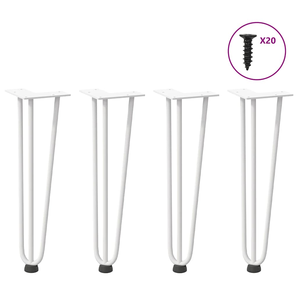 vidaXL Patas de horquilla para mesa de centro (4 unidades), color blanco, 42 cm, acero macizo