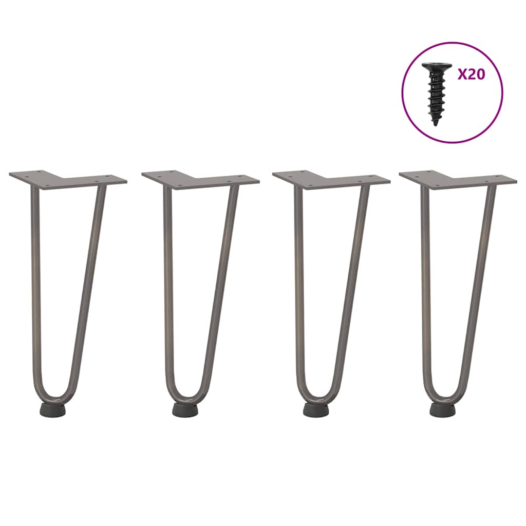 vidaXL Patas de horquilla para mesa de centro (4 unidades, acero natural, 30 cm, acero macizo)