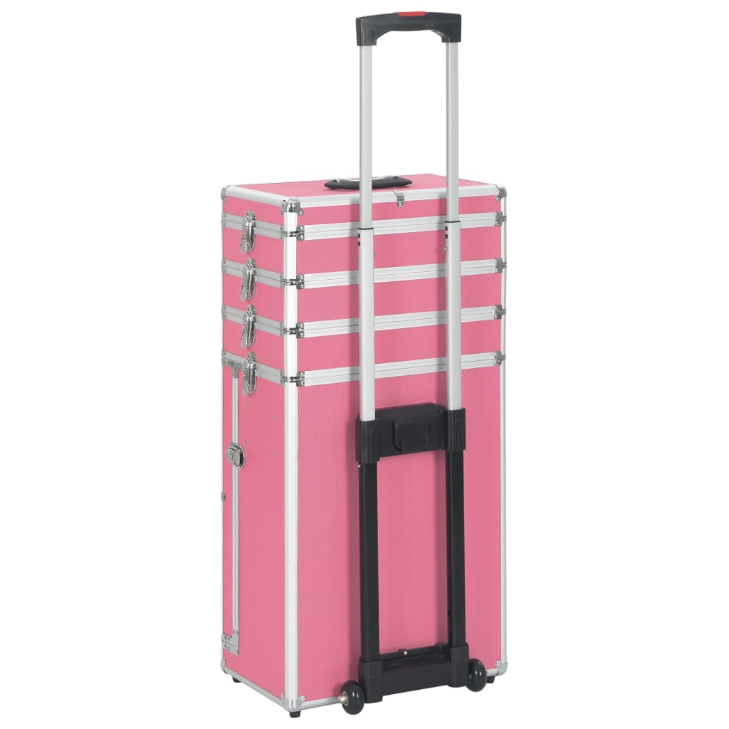 vidaXL Maletín trolley de maquillaje de aluminio rosa - Image 4
