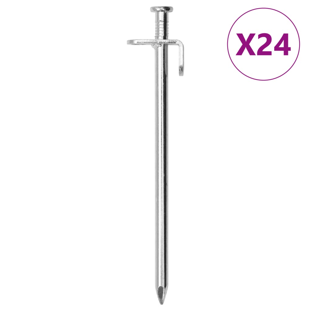 vidaXL Clavijas para tienda 24 uds acero galvanizado 19,5 cm 8 mm
