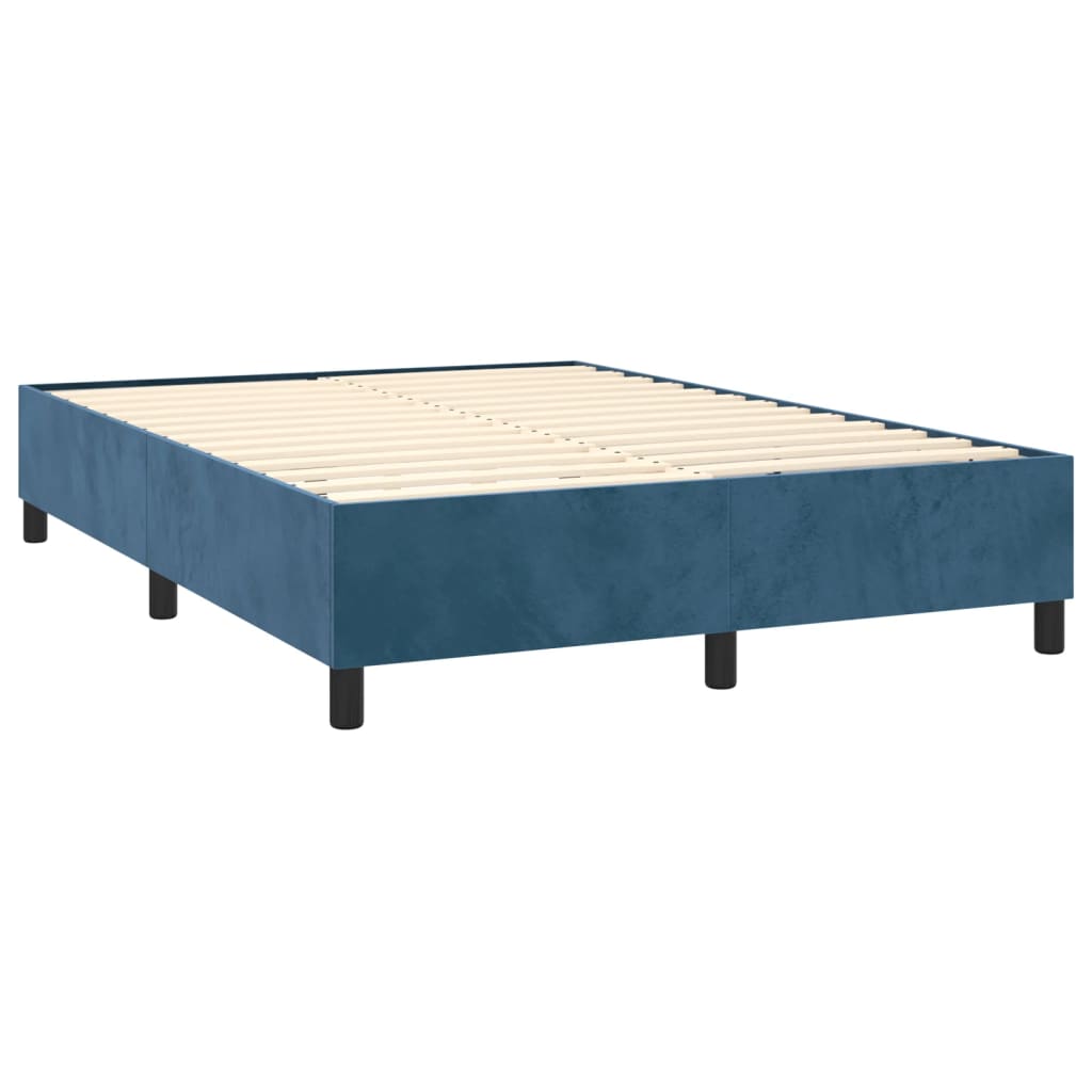 vidaXL Boxspringbett mit Matratze Dunkelblau 140x200 cm Samt - Image 4