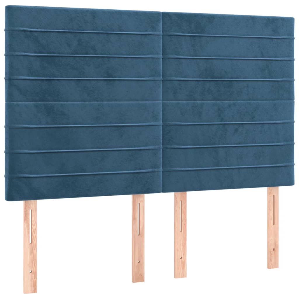 vidaXL Boxspringbett mit Matratze Dunkelblau 140x200 cm Samt - Image 6