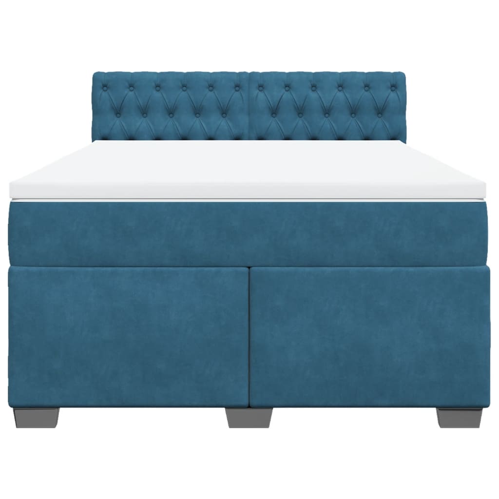 vidaXL Boxspringbett mit Matratze Dunkelblau 140x200 cm Samt - Image 4
