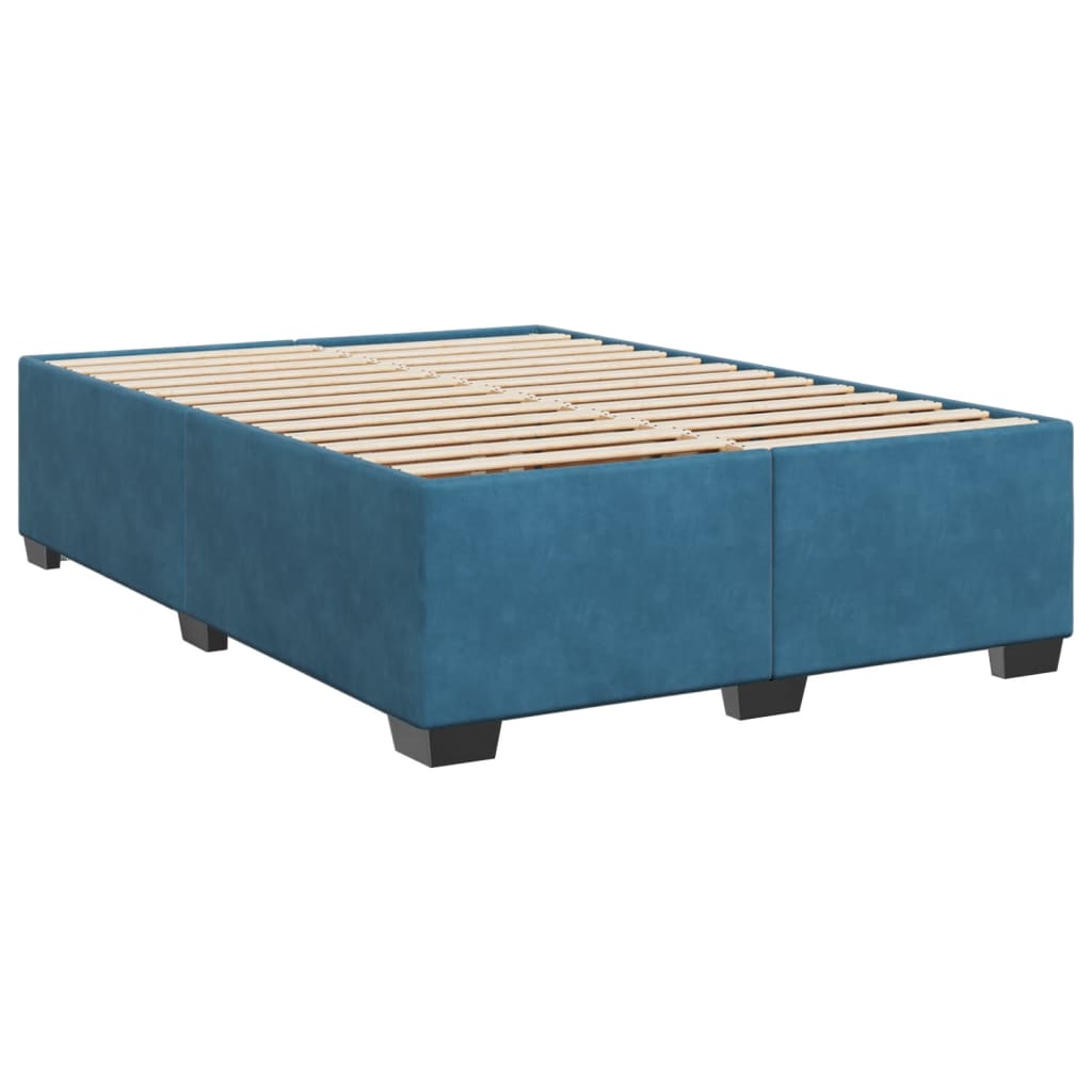 vidaXL Boxspringbett mit Matratze Dunkelblau 140x200 cm Samt - Image 5