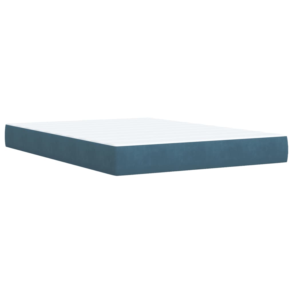vidaXL Boxspringbett mit Matratze Dunkelblau 140x200 cm Samt - Image 6