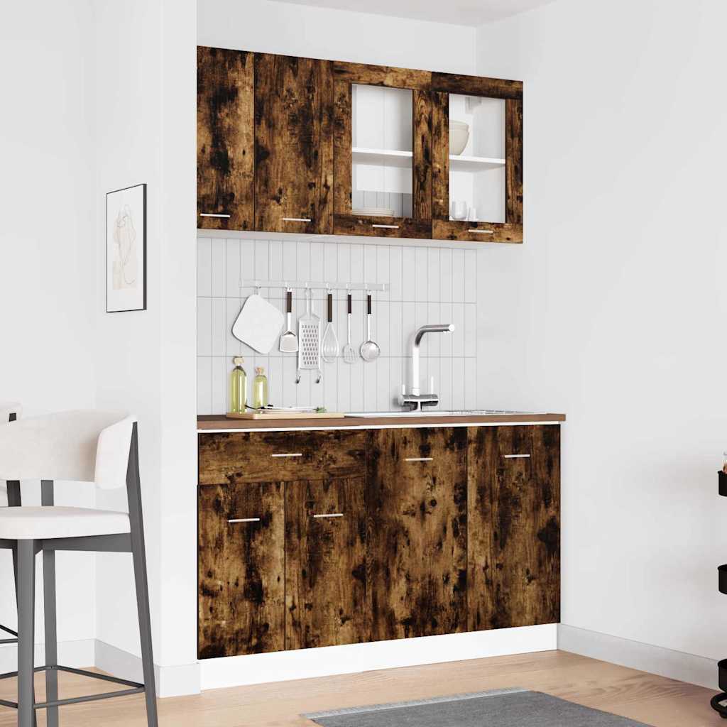 vidaXL Küchenschrank-Set mit Schubladen Lyon 4 pcs Geräucherte Eiche