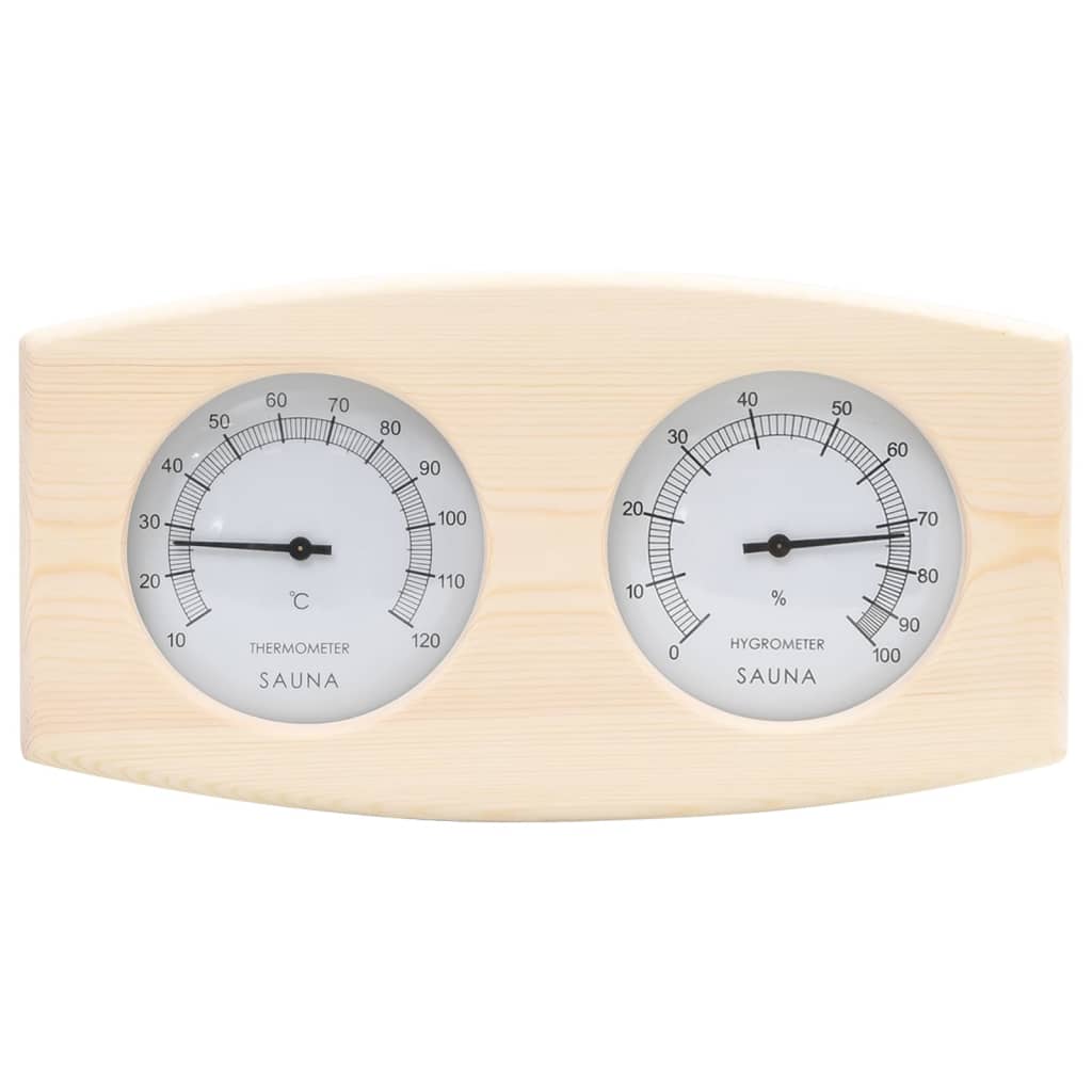 vidaXL 2-in-1 Sauna-Hygrothermograph und Sanduhr Set Massivholz Kiefer - Image 3