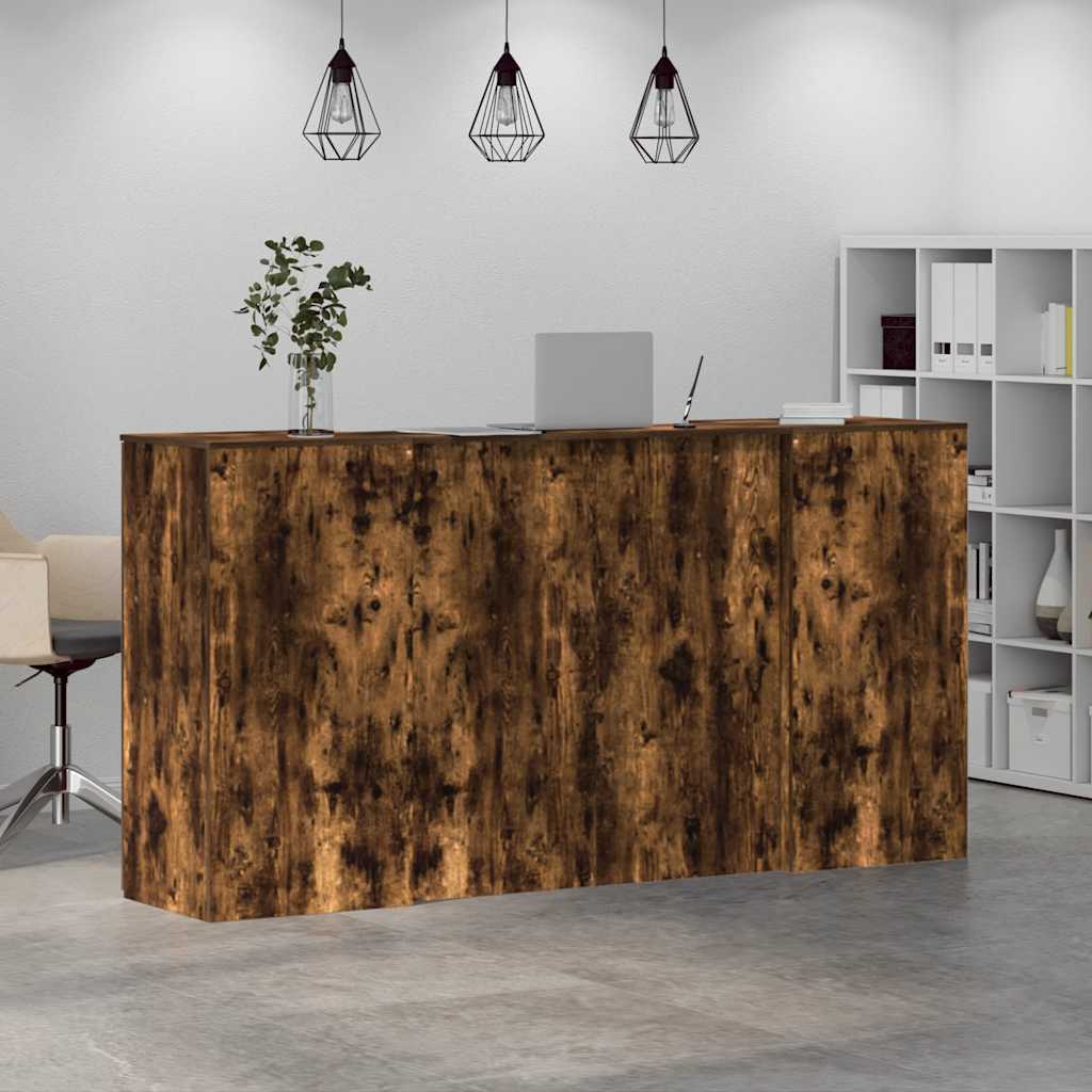 vidaXL Empfangstheke Räuchereiche 200x50x103,5 cm Holzwerkstoff - Image 4