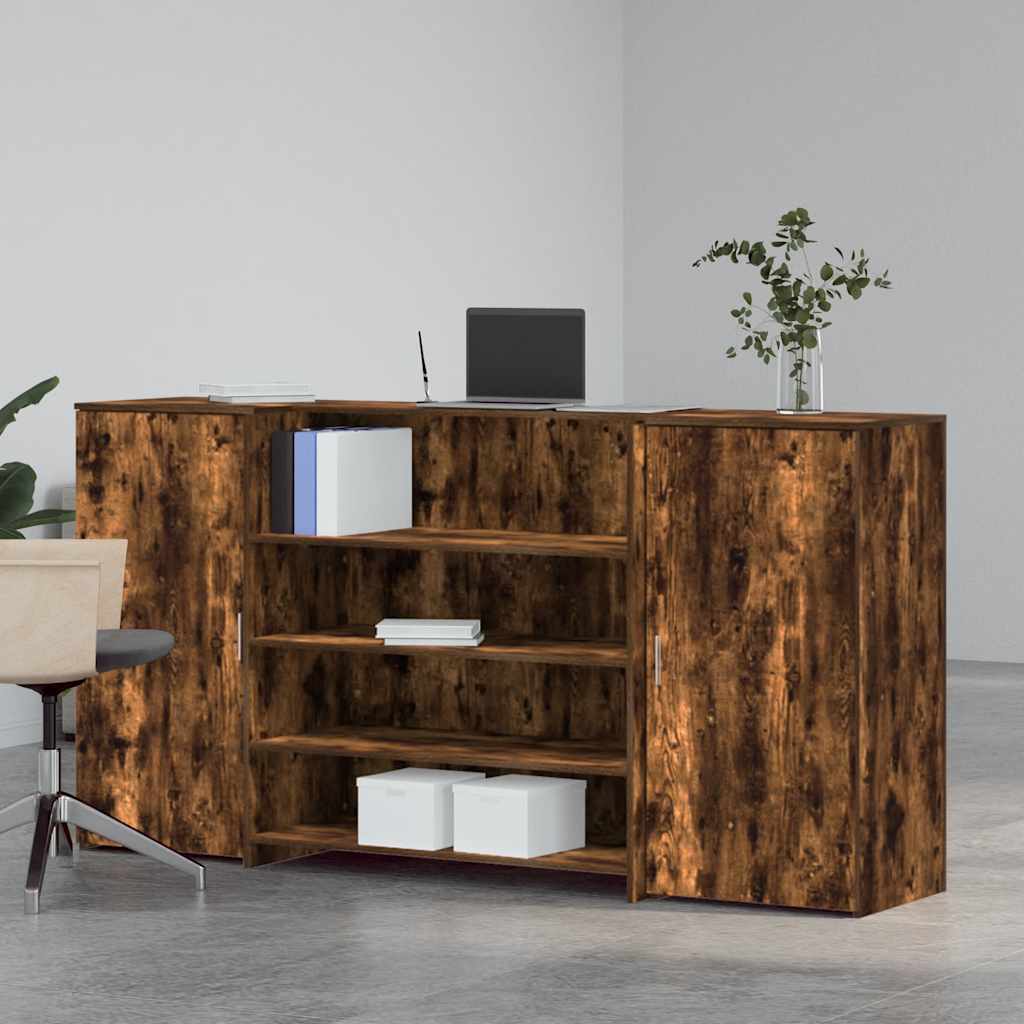 vidaXL Empfangstheke Räuchereiche 200x50x103,5 cm Holzwerkstoff - Image 3