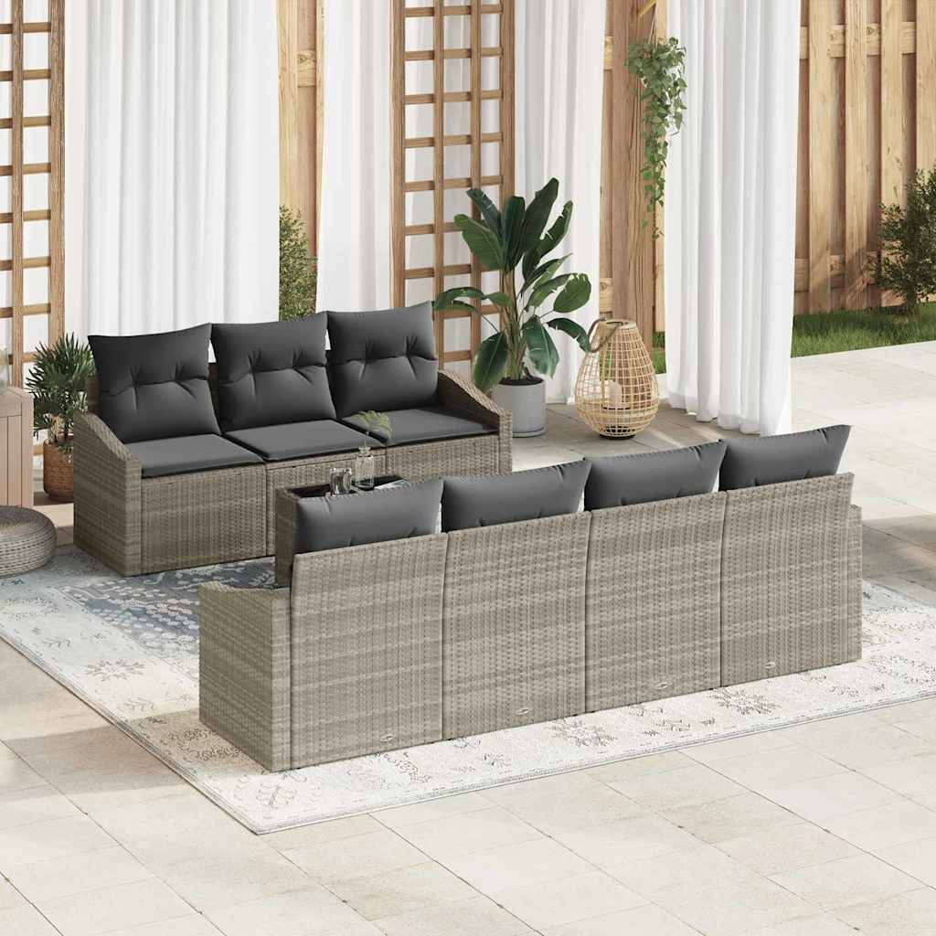 vidaXL Sofa Set mit Kissen 8 pcs Hellgrau und Dunkelgrau Poly-Rattan