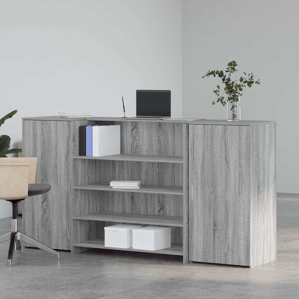 vidaXL Empfangstheke Grau Sonoma 200x50x103,5 cm Holzwerkstoff - Image 3