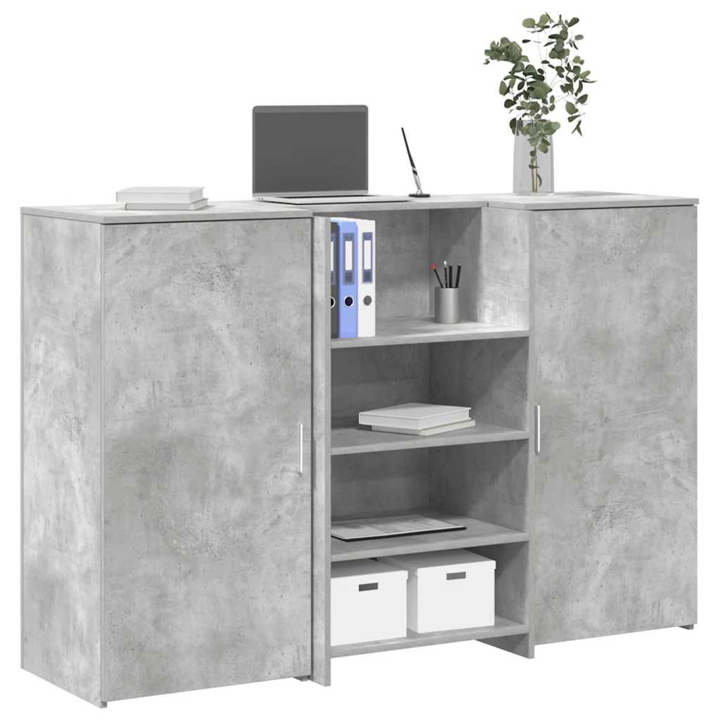 vidaXL Empfangstheke Betongrau 155x50x103,5 cm Holzwerkstoff
