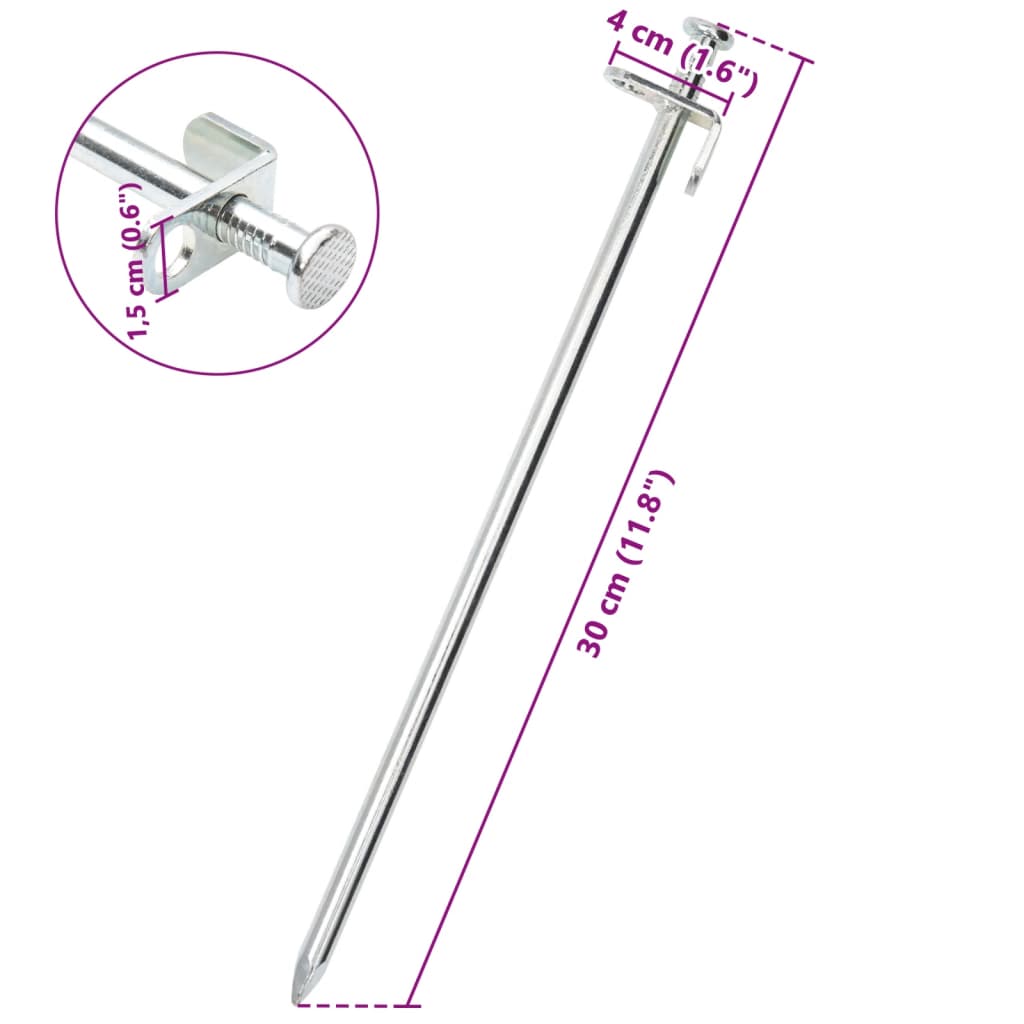 vidaXL Piquets de tente 24 pcs 30 cm 8 mm acier galvanisé - Image 6