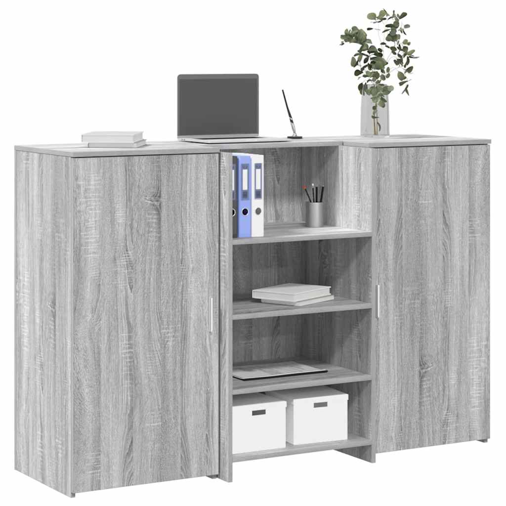 vidaXL Bureau de réception sonoma gris 155x50x103,5 cm bois ingénierie