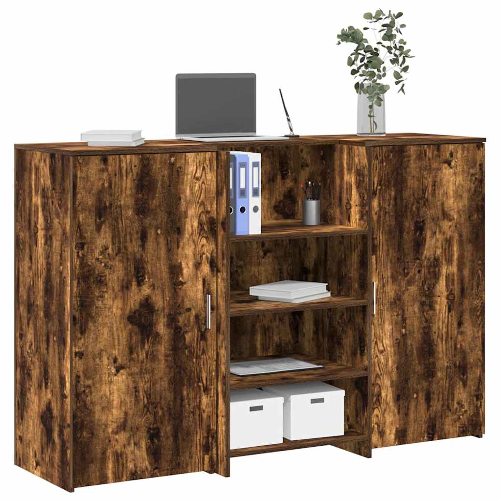 vidaXL Bureau de réception chêne fumé 155x50x103,5cm bois d'ingénierie
