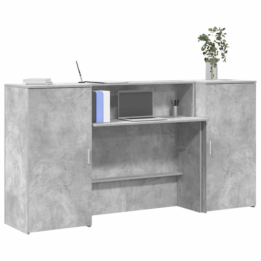 vidaXL Bureau de réception gris béton 200x50x103,5cm bois d'ingénierie
