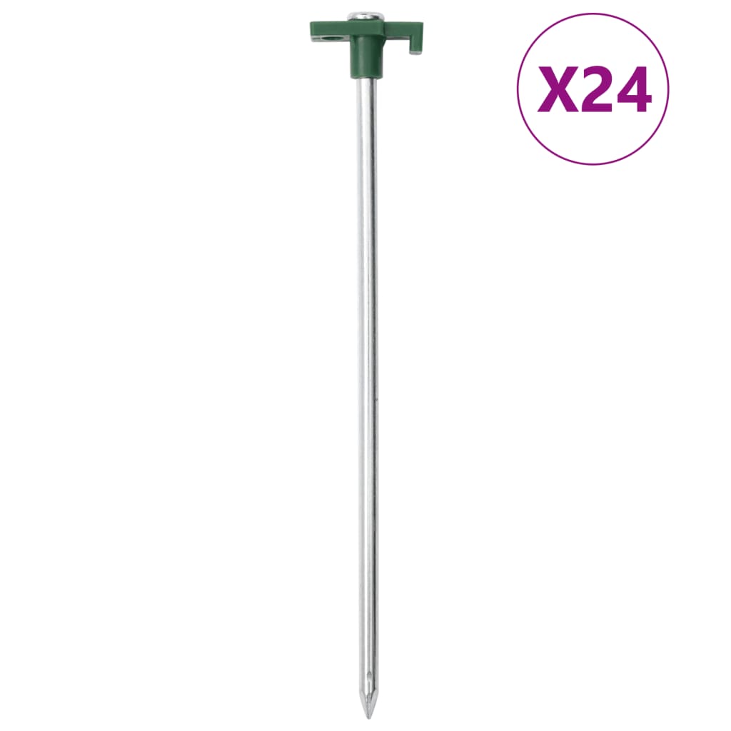 vidaXL Piquets de tente 24 pcs 25 cm 7 mm acier galvanisé et PP