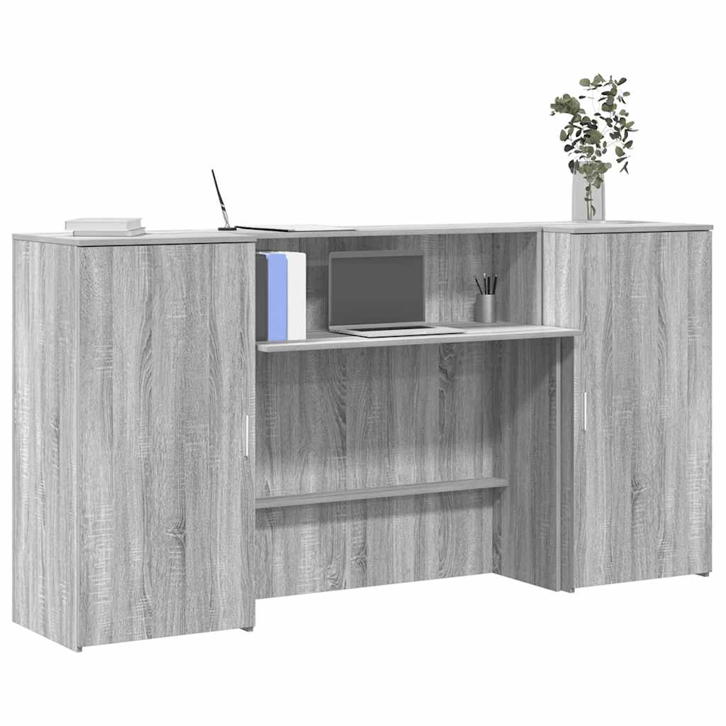 vidaXL Bureau de réception sonoma gris 200x50x103,5 cm bois ingénierie