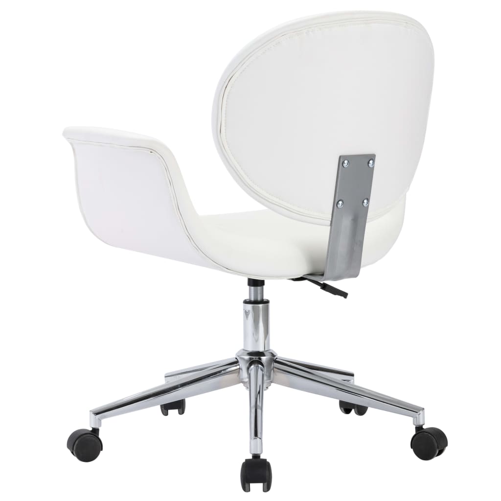 vidaXL Chaise pivotante de bureau Blanc Similicuir - Image 5