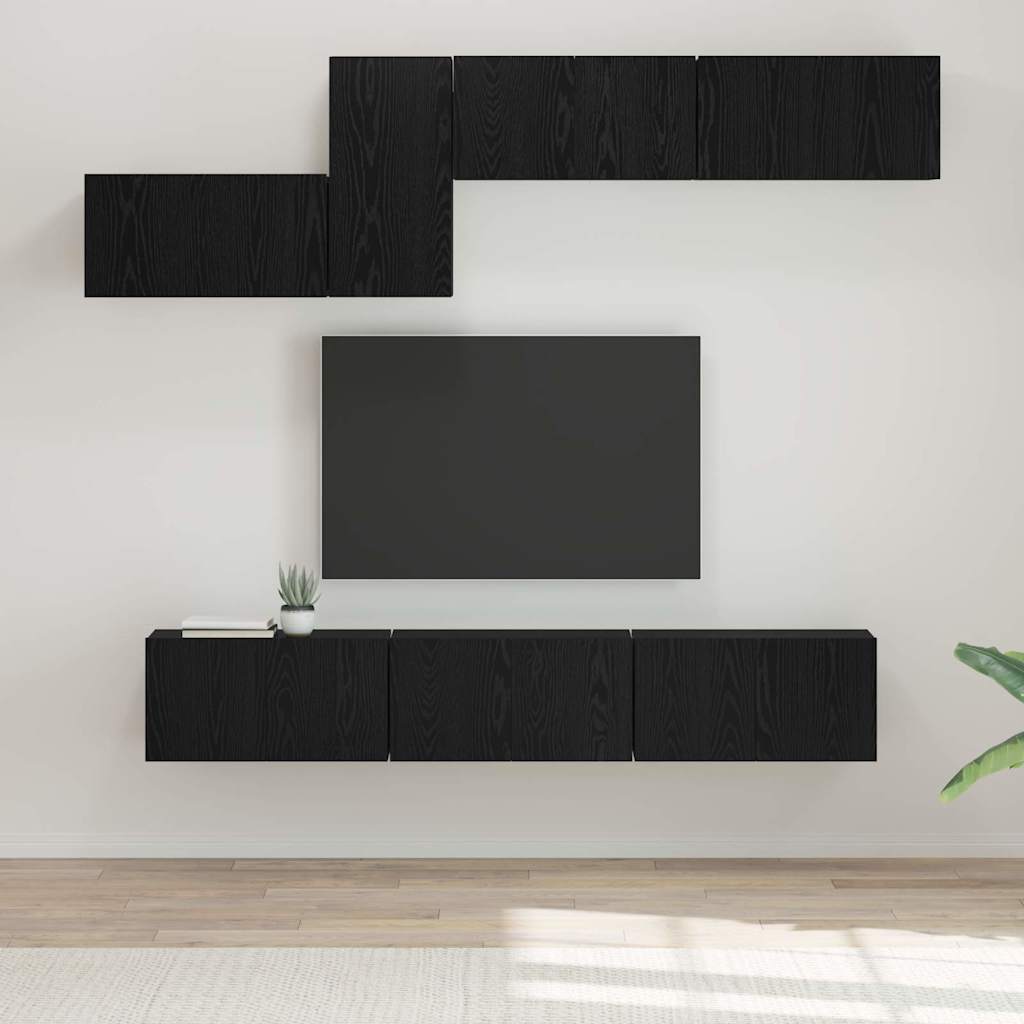 vidaXL Ensemble meuble TV avec tiroir Chêne noir Bois d'ingénierie