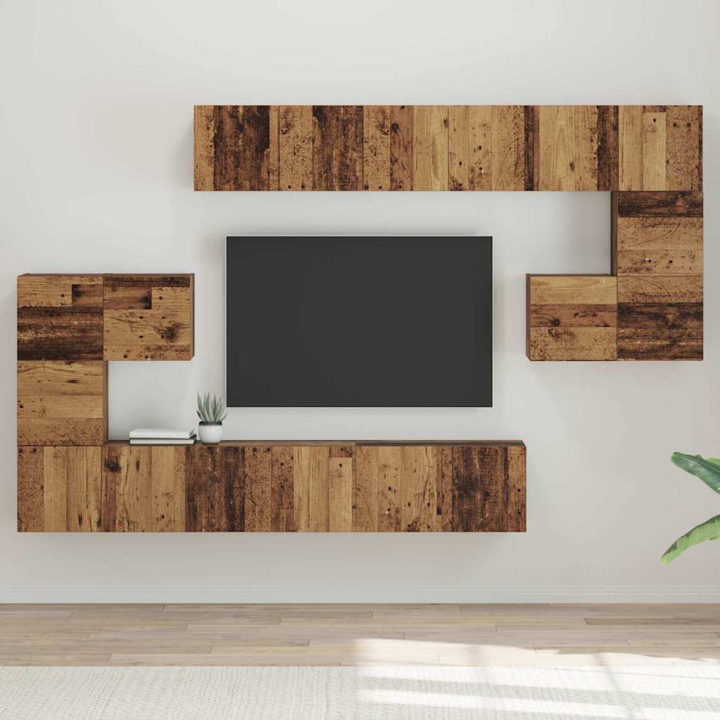 vidaXL Ensemble meuble TV 10 pcs Bois Ancien Bois d'ingénierie