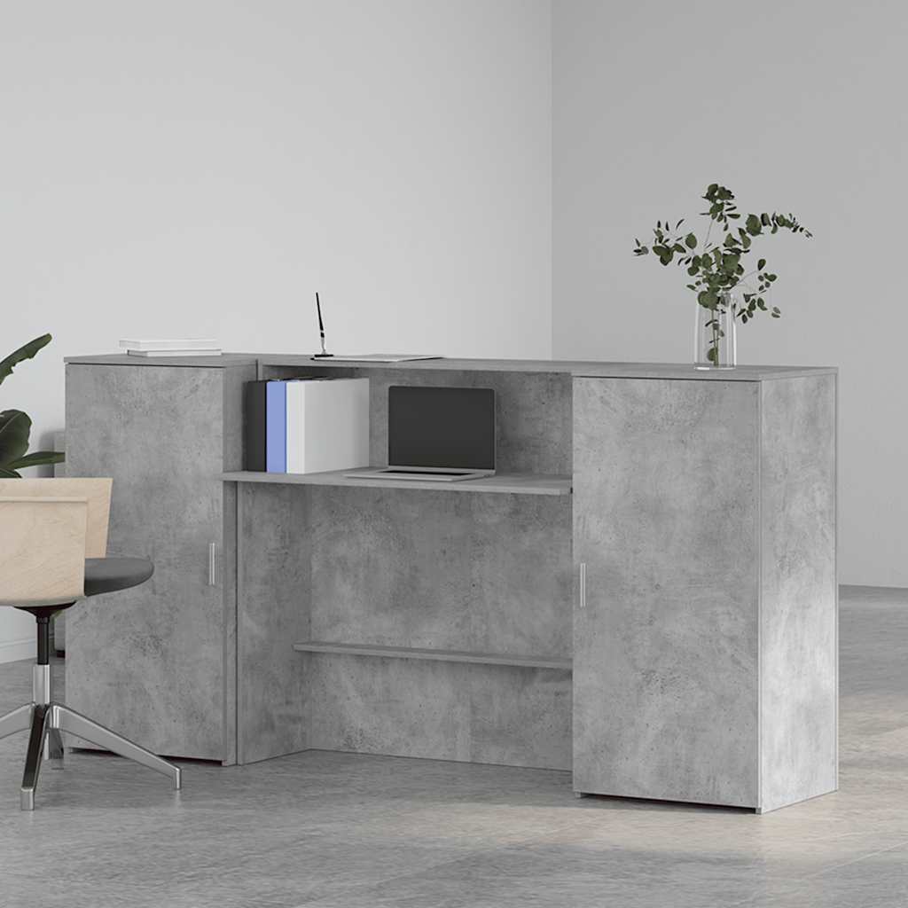vidaXL Empfangstheke Betongrau 200x50x103,5 cm Holzwerkstoff - Image 3