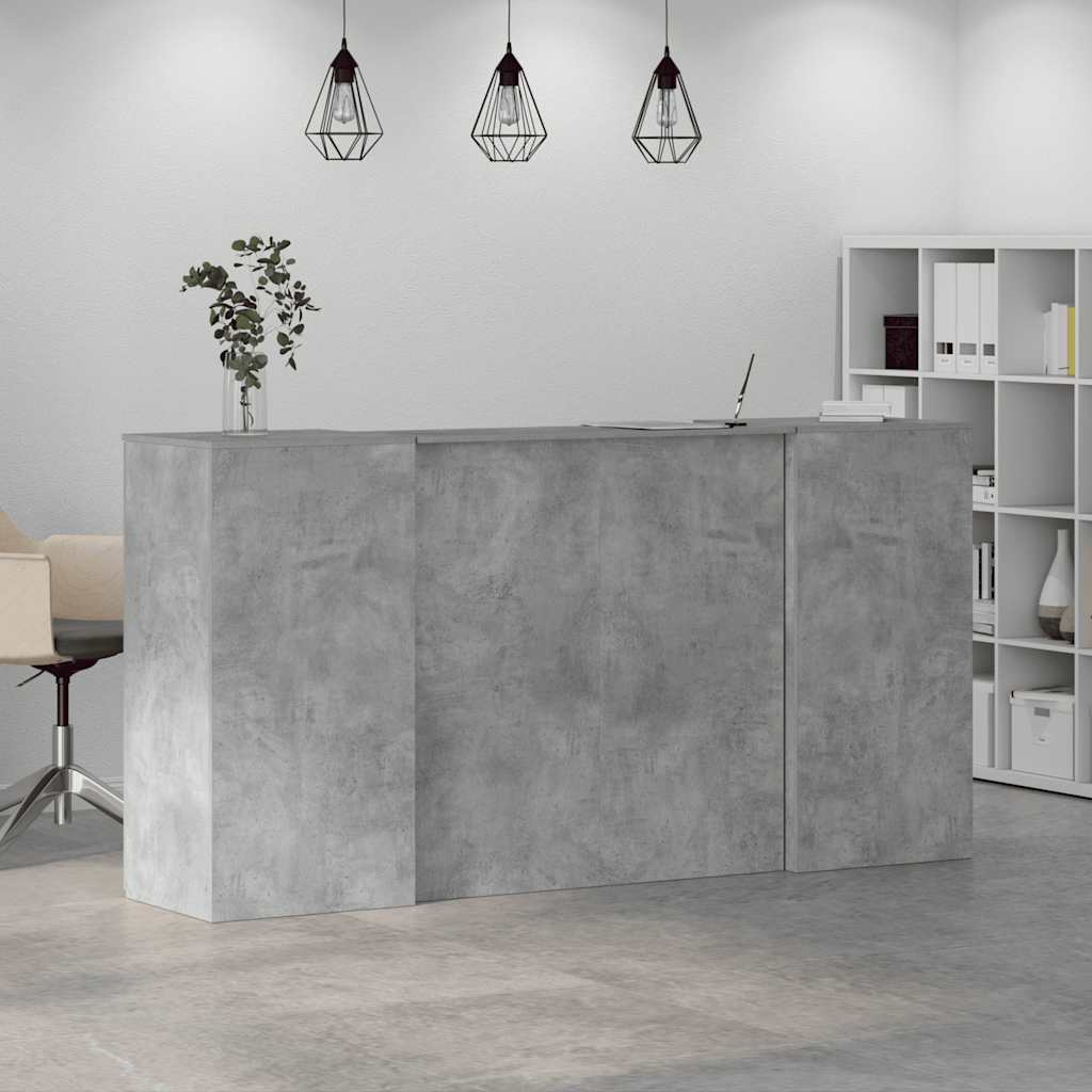 vidaXL Empfangstheke Betongrau 200x50x103,5 cm Holzwerkstoff - Image 4