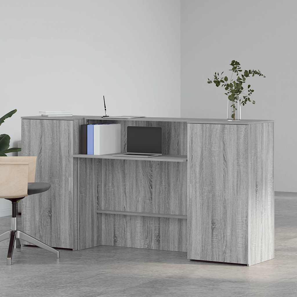 vidaXL Empfangstheke Grau Sonoma 200x50x103,5 cm Holzwerkstoff - Image 3