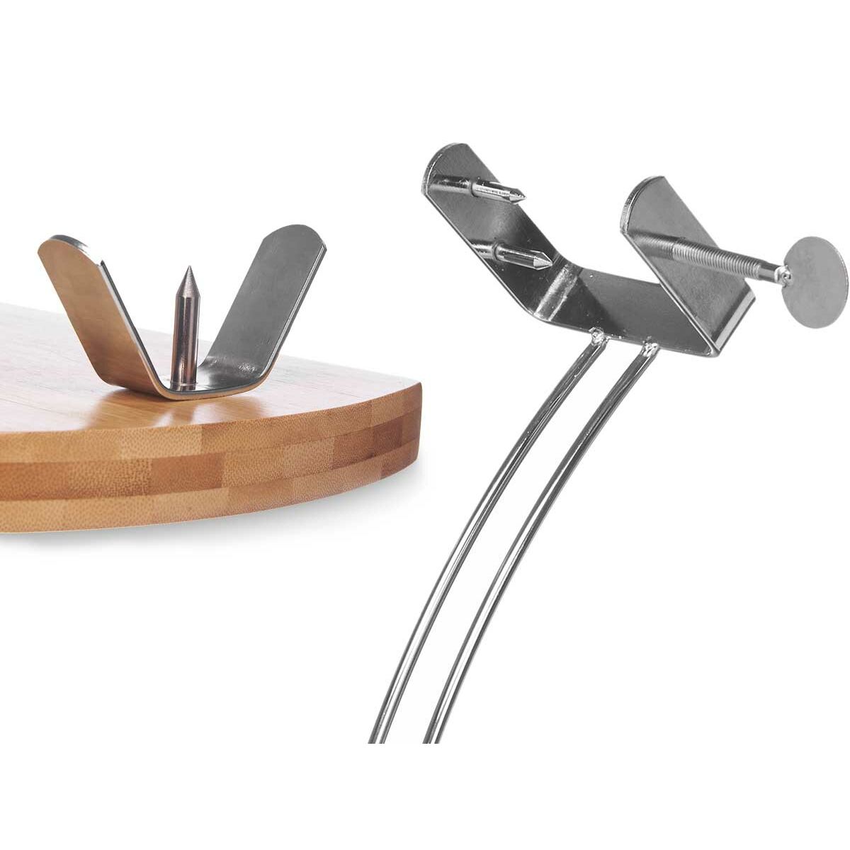 Porta Prosciutto di Legno Kinvara Naturale Metallo Bambù 47 x 16,5 x 36 cm 37,5 x 11 x 16,5 cm - Image 3