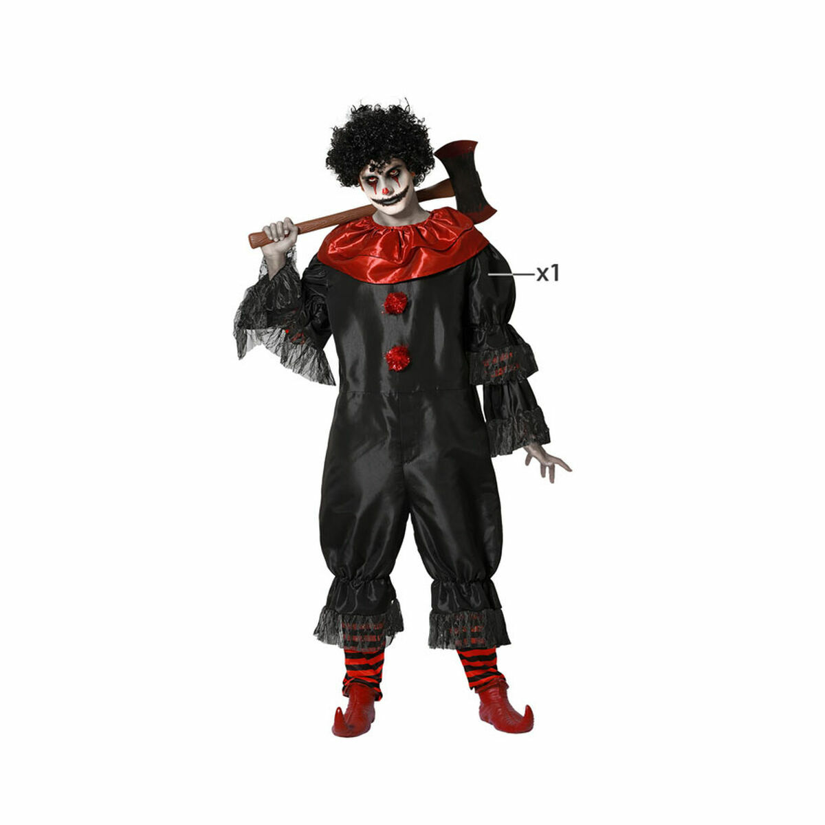 Costume per Adulti Nero Pagliaccio (1 Pezzi) Taglia:XS/S