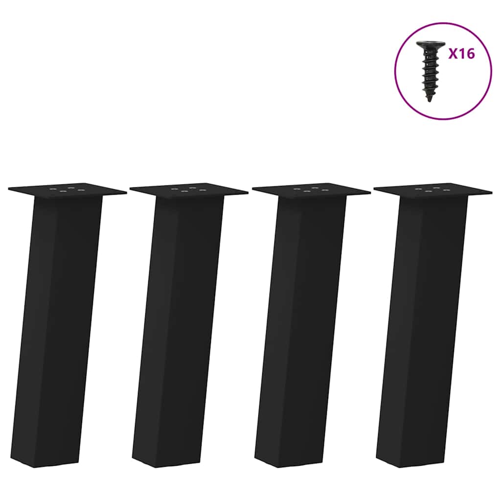 vidaXL Patas para mesa de centro (4 unidades), color negro, 30 cm, acero