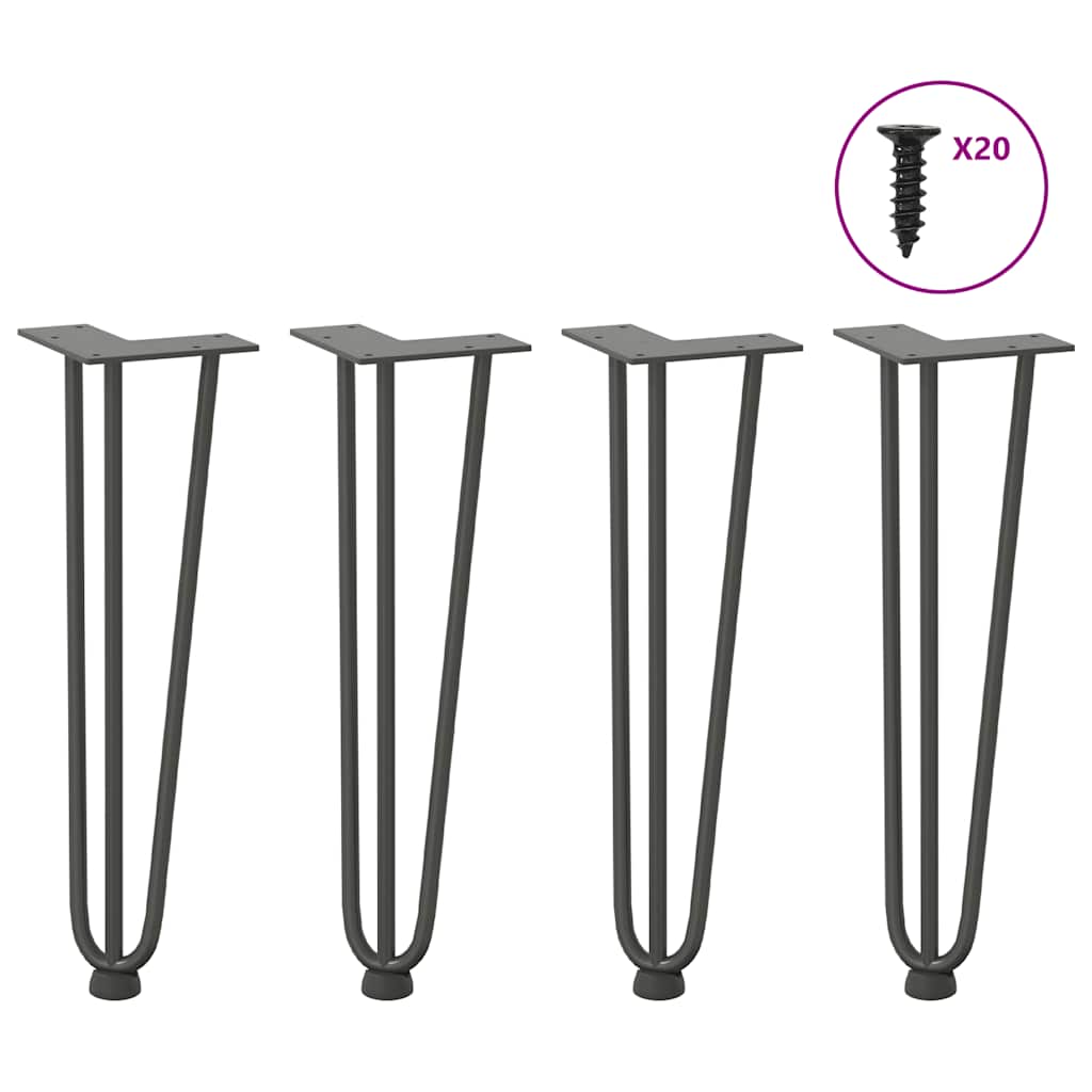 vidaXL Patas de horquilla para mesa de centro (4 unidades, antracita, 42 cm, acero macizo)