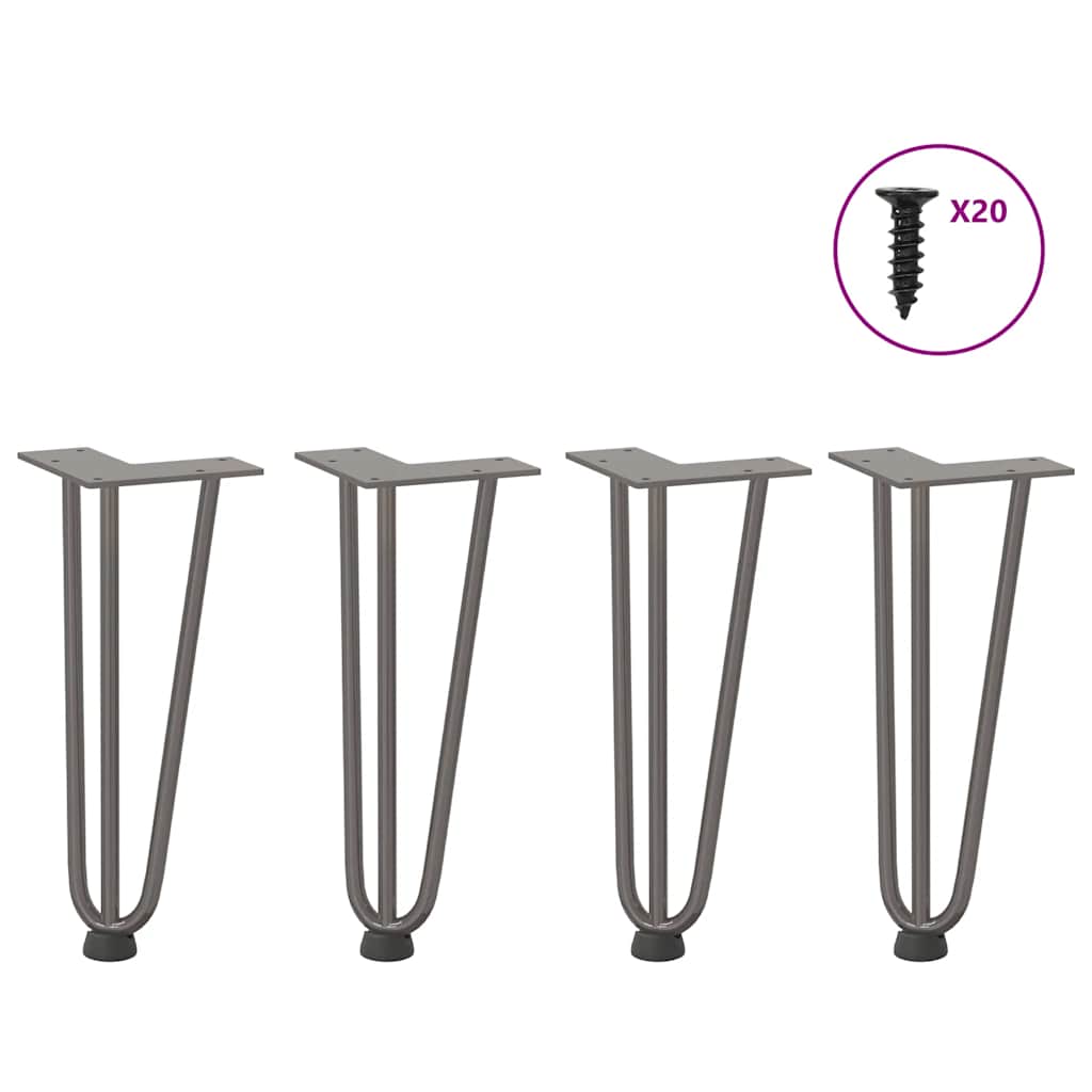 vidaXL Patas de horquilla para mesa de centro (4 unidades, acero natural, 30 cm, acero macizo)
