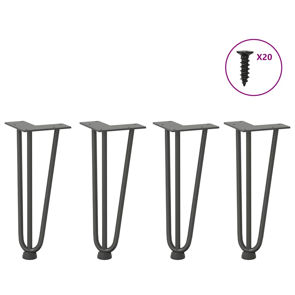 vidaXL Patas de horquilla para mesa de centro (4 unidades, antracita, 30 cm, acero macizo)