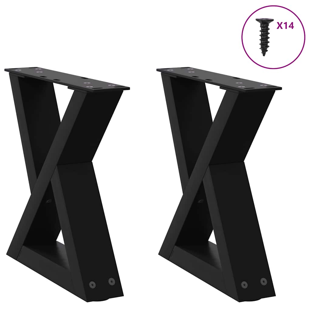 vidaXL Patas para mesa de centro (2 unidades), color negro, 40 x (30-31,3) cm, acero