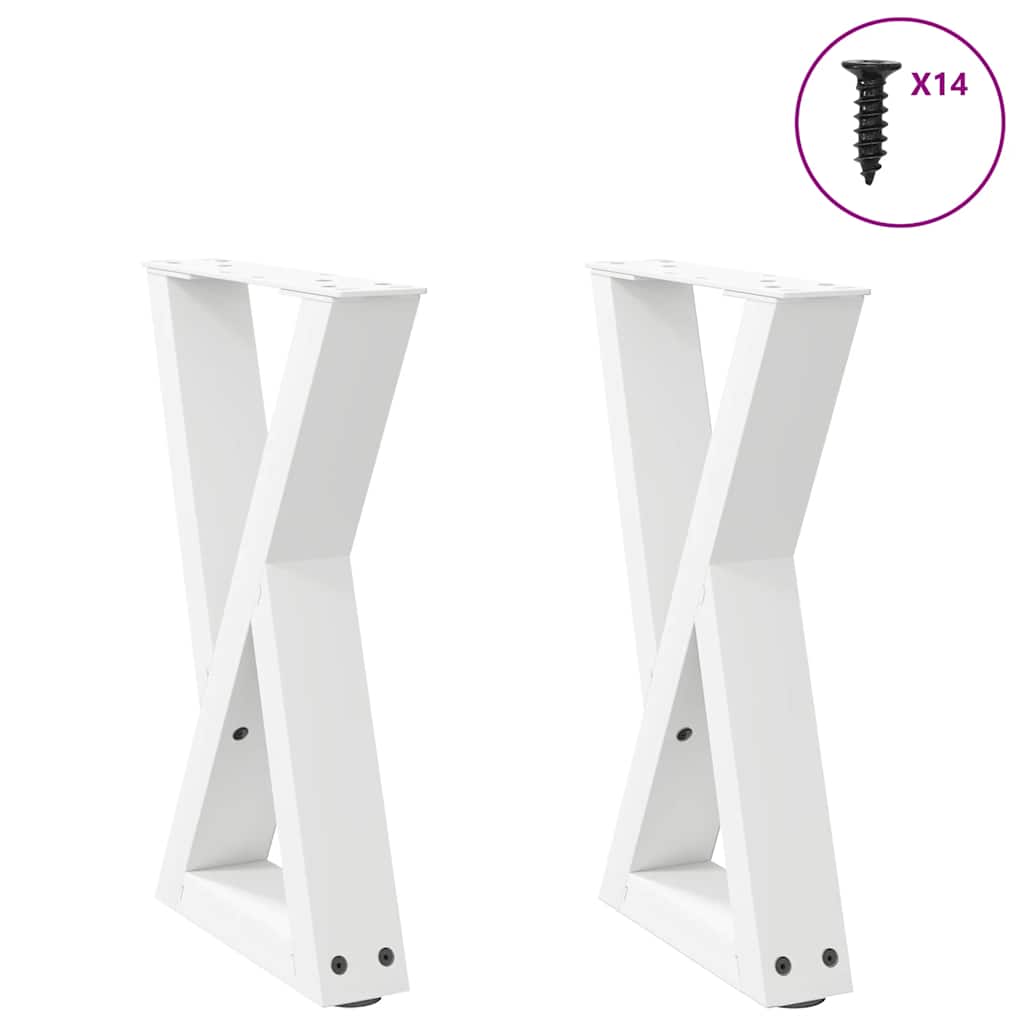 vidaXL Patas para mesa de centro (2 unidades), color blanco, 28 x (42-43,3) cm, acero