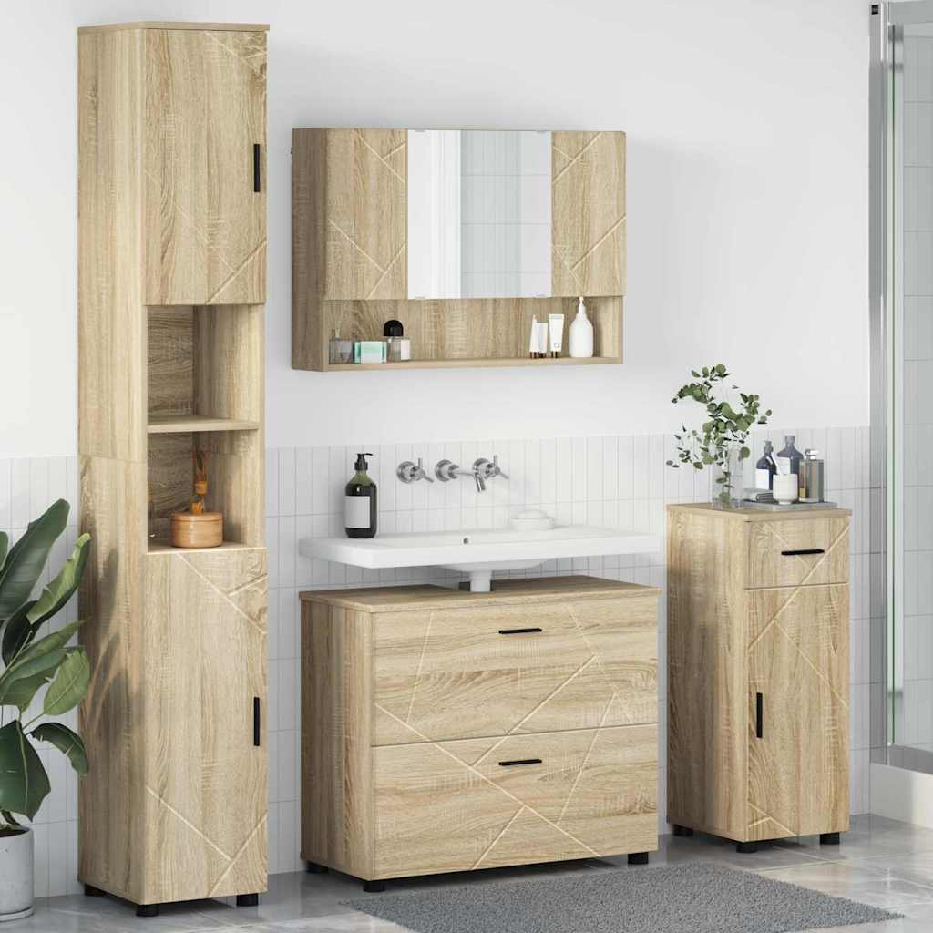 vidaXL Ensemble de mobilier de salle de bain 4 pcs Chêne Sonoma
