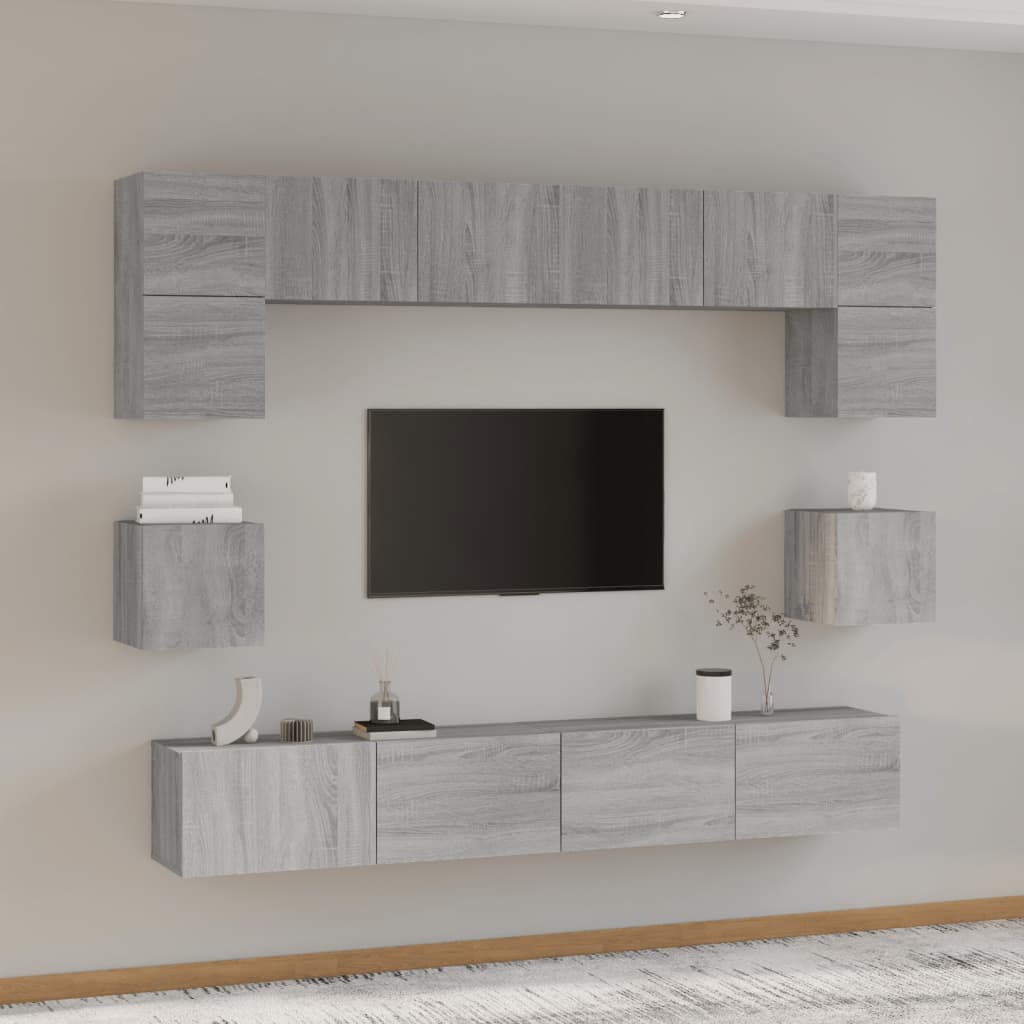 vidaXL Ensemble de meubles TV 8 pcs Sonoma gris Bois d'ingénierie