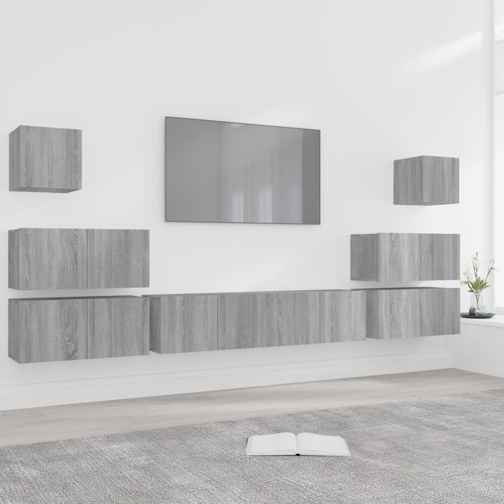 vidaXL Ensemble de meubles TV 8 pcs Sonoma gris Bois d'ingénierie