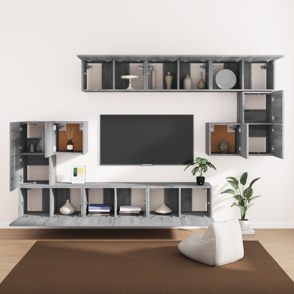 vidaXL Ensemble de meubles TV 10 pcs Sonoma gris Bois d'ingénierie - Image 3