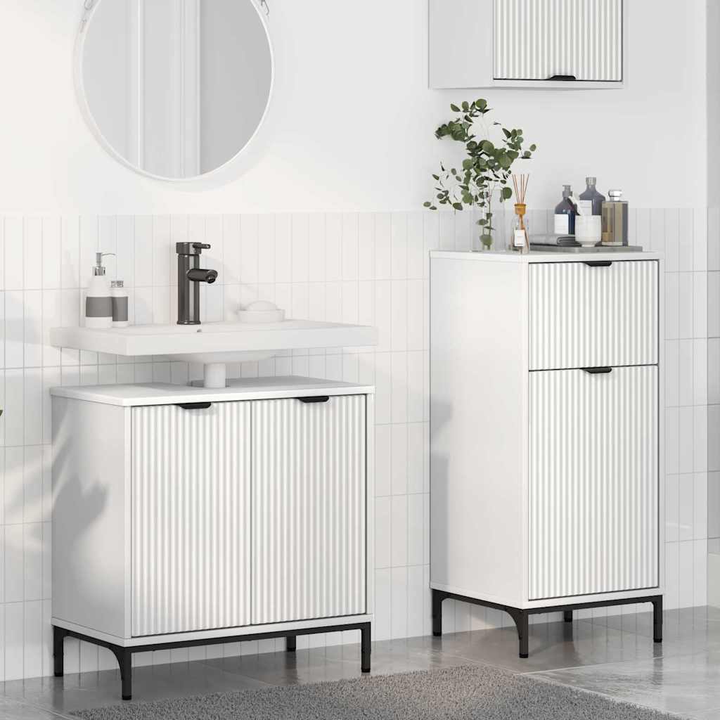 vidaXL Ensemble de mobilier de salle de bain avec tiroir 2 pcs Blanc