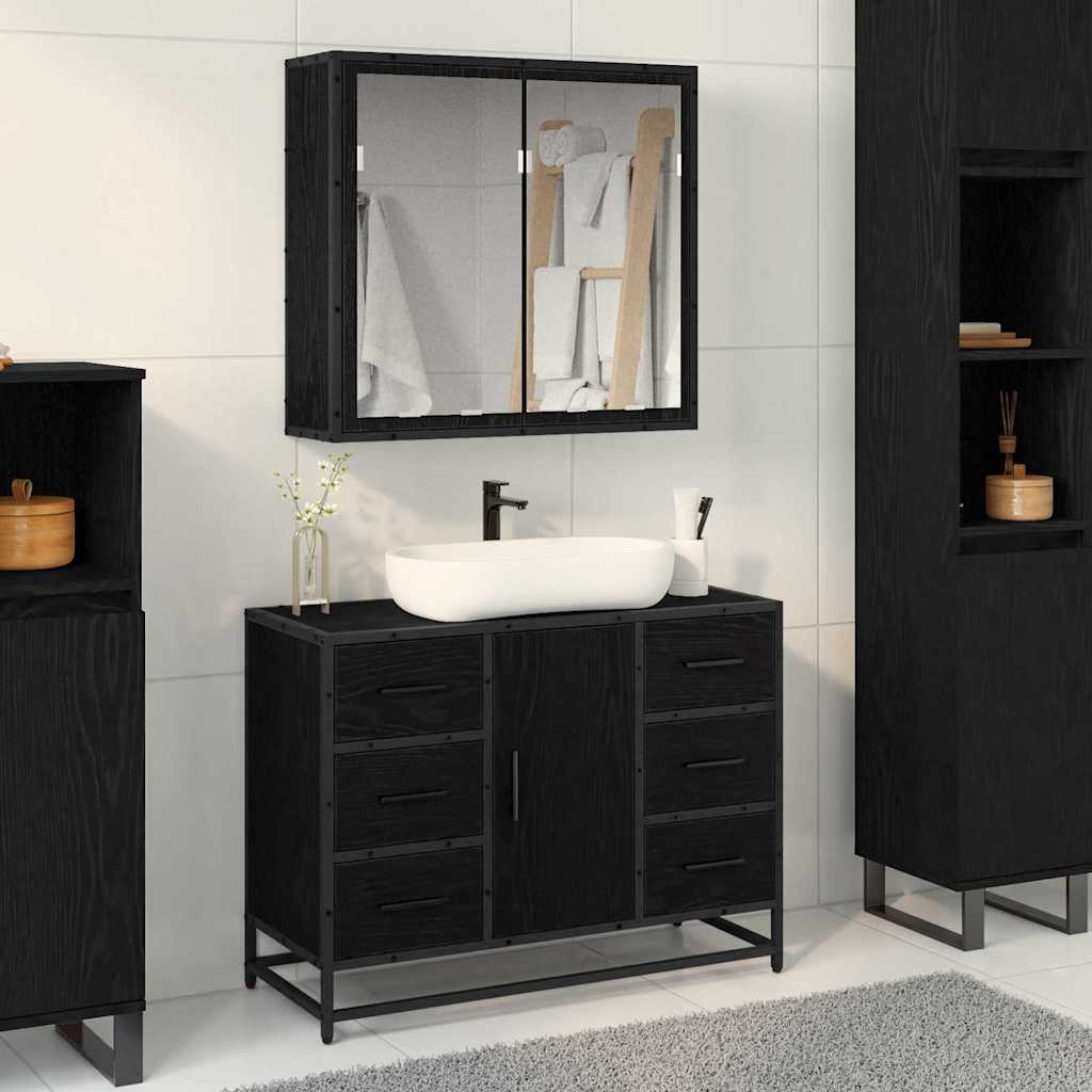 vidaXL Ensemble de mobilier de salle de bain 2 pcs Chêne noir