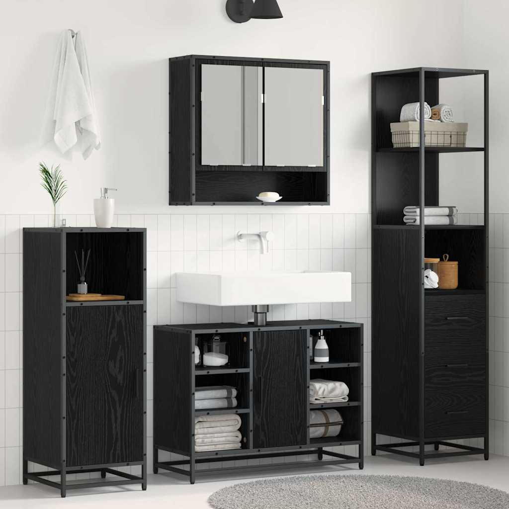 vidaXL Ensemble de mobilier de salle de bain avec tiroir Chêne noir