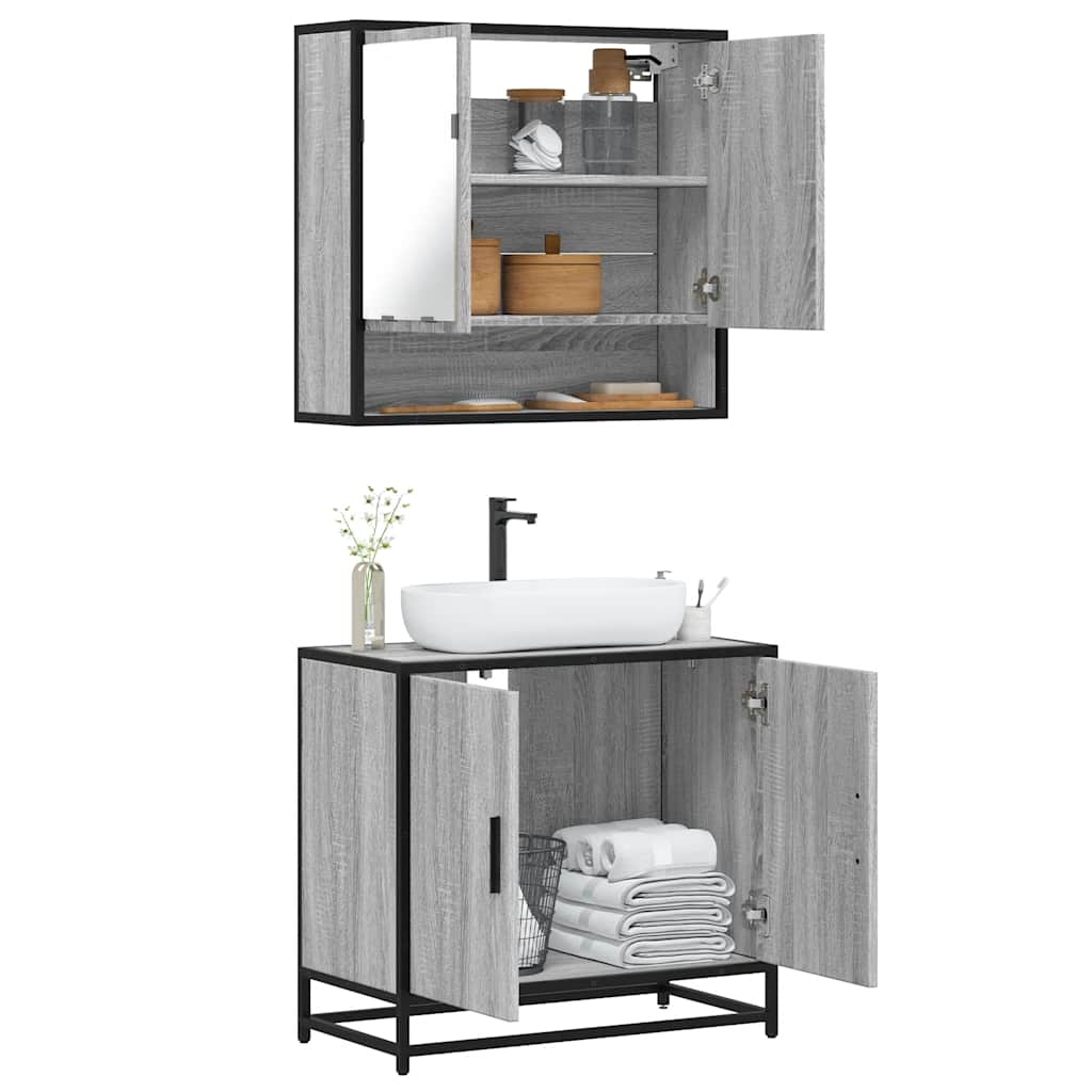 vidaXL Ensemble de meubles de salle de bain 2 pcs Sonoma gris