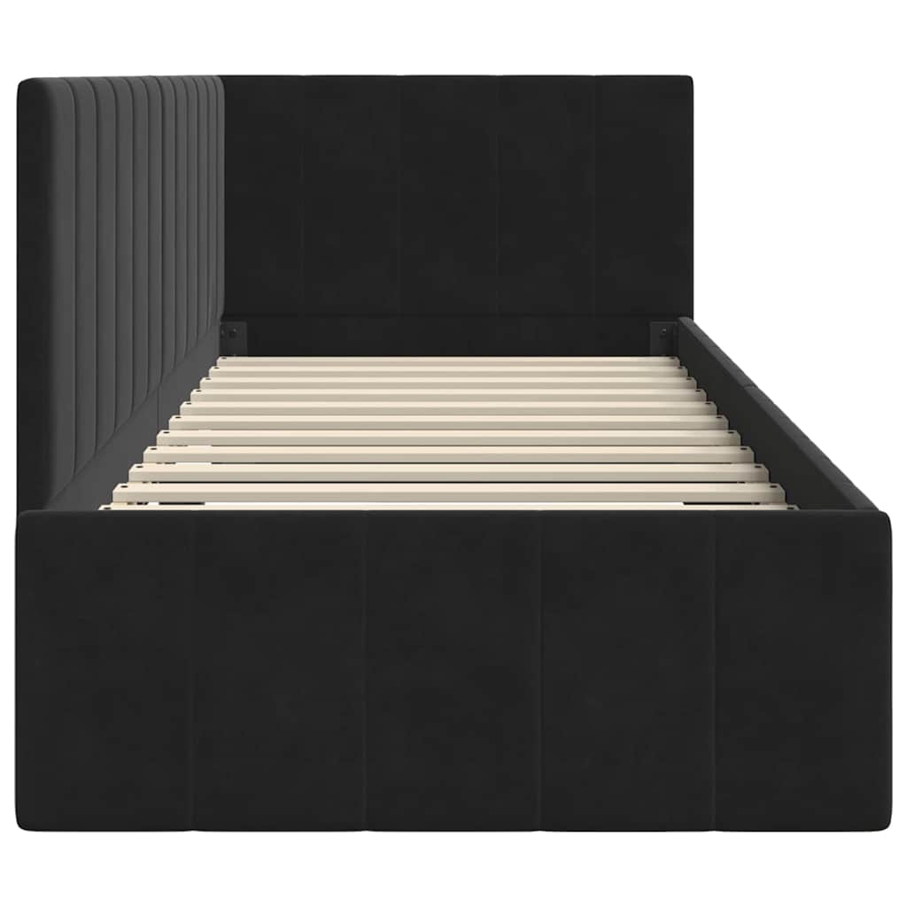 vidaXL Cadre de lit d'angle avec tête de lit Noir 80 cm x 200 cm tissu - Image 6