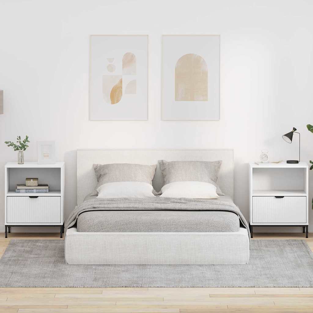 vidaXL Tables de chevet 2 pcs Blanc 49 x 36 x 61 cm Bois d'ingénierie
