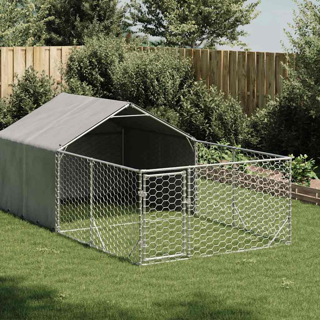 vidaXL Niche d'extérieur pour chien enclos 4x2x1,5 m acier galvanisé